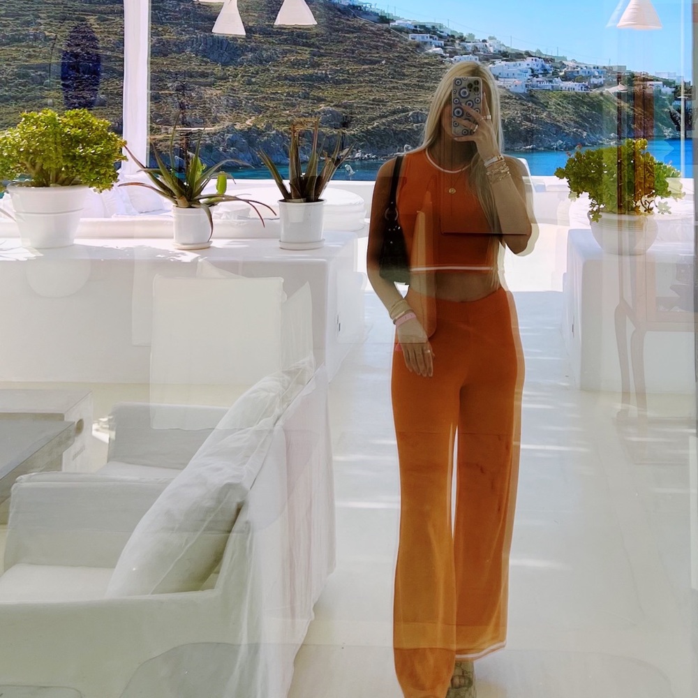 NA-KD Orange Knit Tank & Pants Set